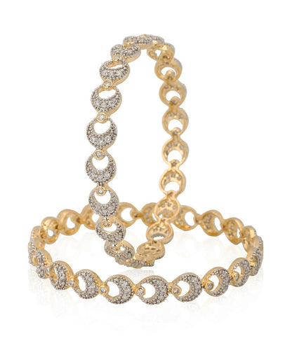 Gold-Polished Alloy Designer American Diamond Bangle Set - The Pari