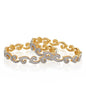 Gold-Polished Alloy Intricate Work American Diamond Bangle Set - The Pari