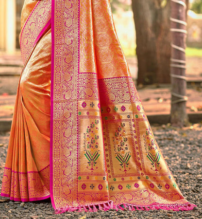 Sangam Prints Multi Color Kanjivaram Silk Woven Work Traditional Saree