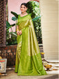Sangam Prints Green And Gold Kanjivaram Silk Woven Work Traditional Saree