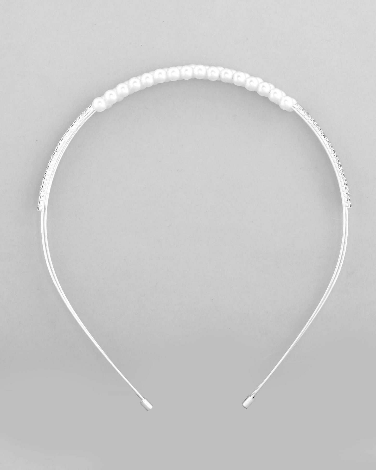 VOJ Silver Plated Pearl Studded Double Layer Hairband