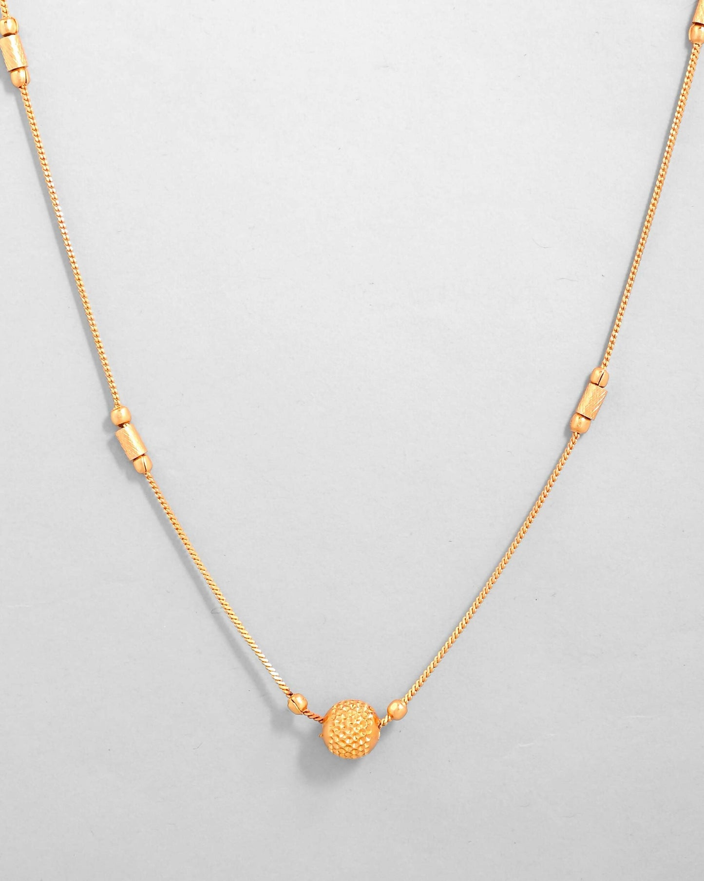 VOJ Gold-Polished Designer Piped Chain WithBig Gold Bead.