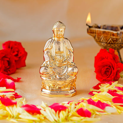 Estele Gold-Polished Lord Gautam Buddha Mediatating Idol statue for Home Décor/Gifts