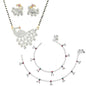 AanyaCentric Gold-Polished Mangalsutra Pendant Earring Set & Silver Plated Anklet