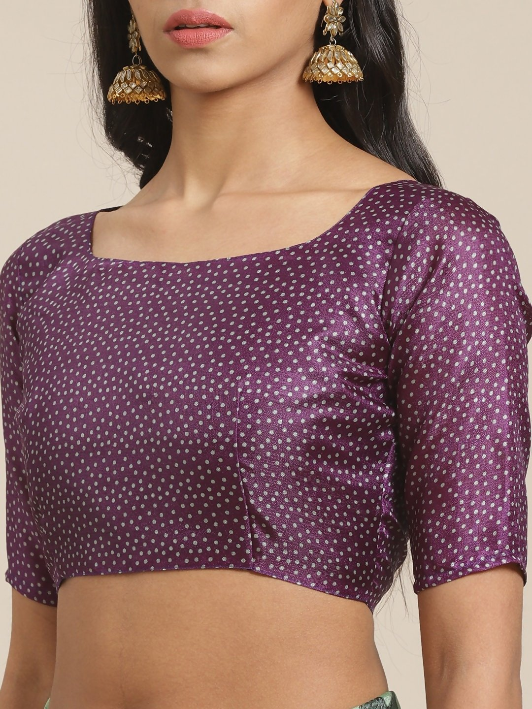 Saree Mall Green & Purple Ethnic Motifs Print Bhagalpuri Saree