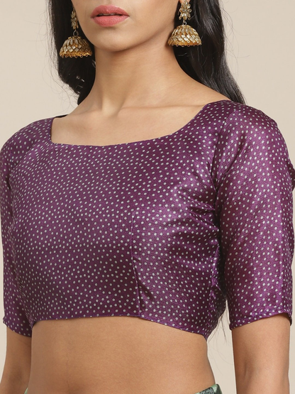 Saree Mall Green & Purple Ethnic Motifs Print Bhagalpuri Saree