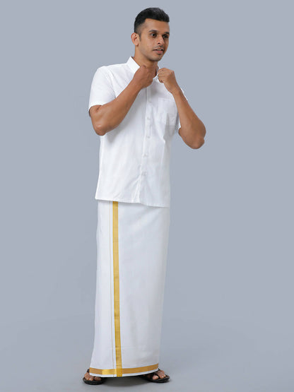 Ramraj Cotton Mens Half Sleeve Formal Poly Cotton White Shirt