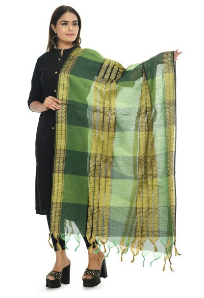 Mominos Fashion Moeza Handloom Cotton Green Tone Dupatta