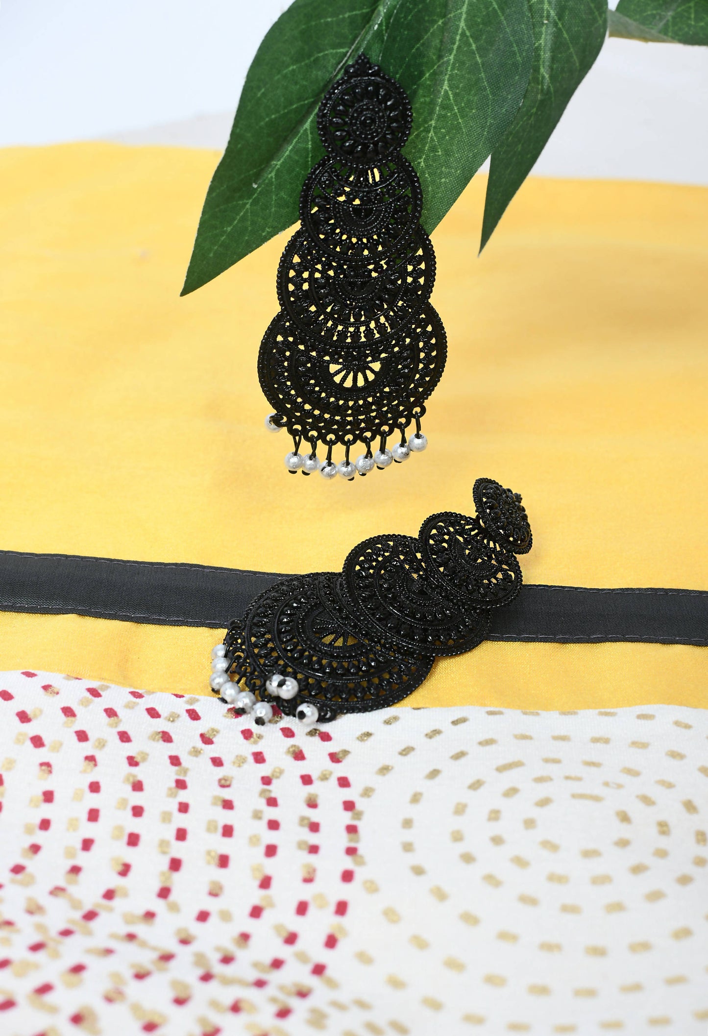 Mominos Fashion Johar Kamal Women's Latest Design Black Color Earrings