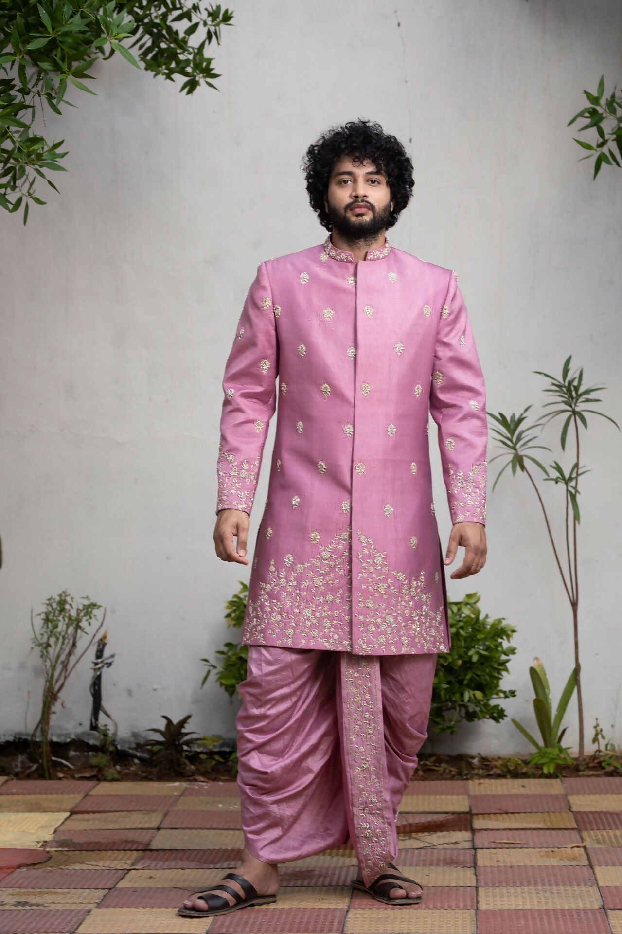Purple Sherwani Set by Hilo Design