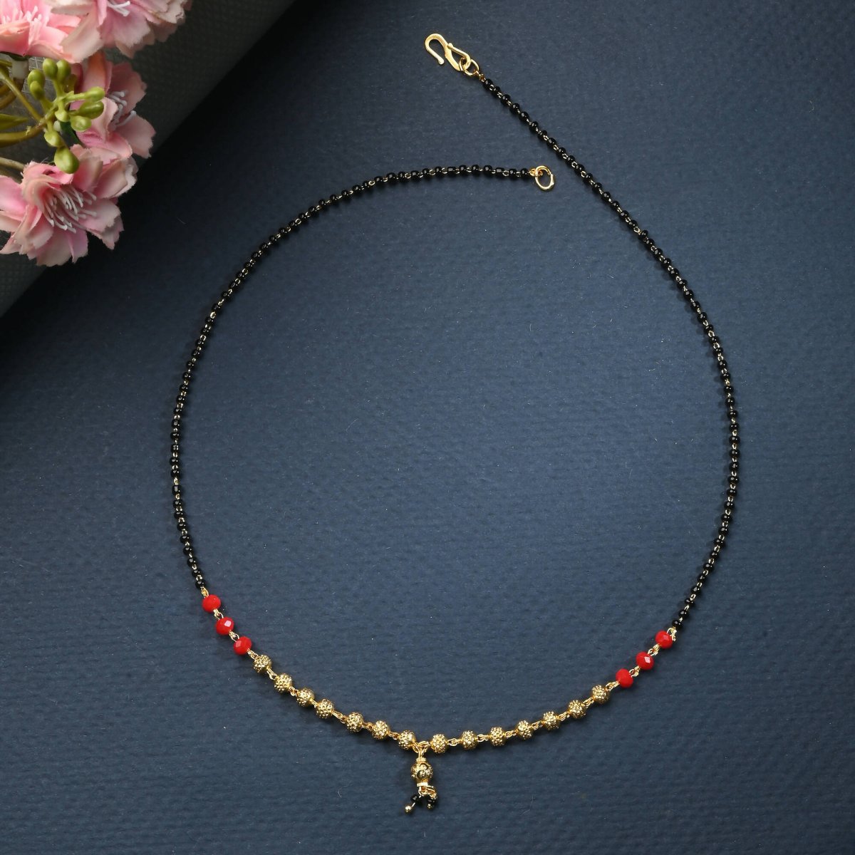 AanyaCentric Gold-Polished Mangalsutra & Ring Set