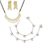 AanyaCentric Gold-Polished Mangalsutra Pendant Earring Set & Silver Plated Anklet