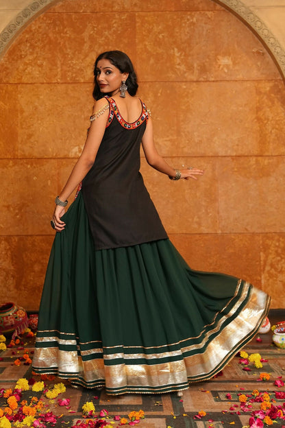 AI Fashion Green Georgette Designer Navratri Wear Lehenga Choli Collection