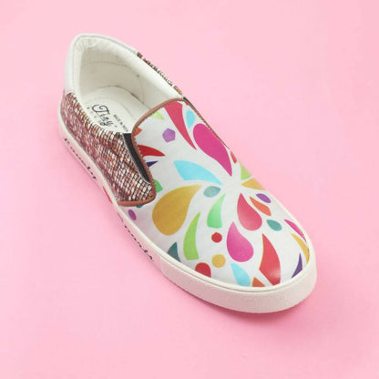 Tiny Bugs Girls Multi Printed Slip Ons Sneakers - White