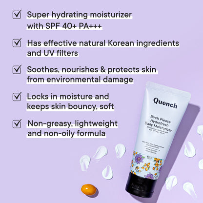 Quench Botanics Birch Please Hydro Fresh Daily Moisturizer With SPF 40+ PA++ - Korean Skincare