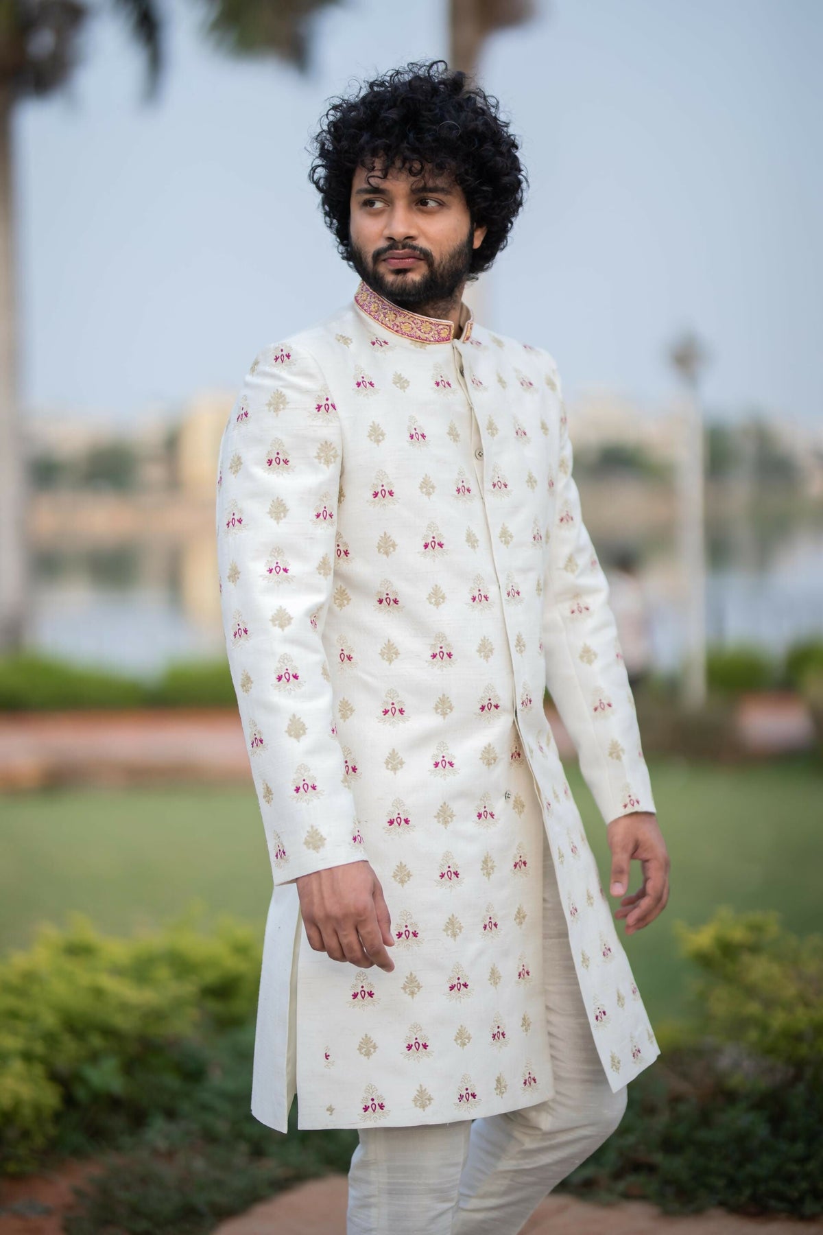 Irenic White Sherwani Set by Hilo Design