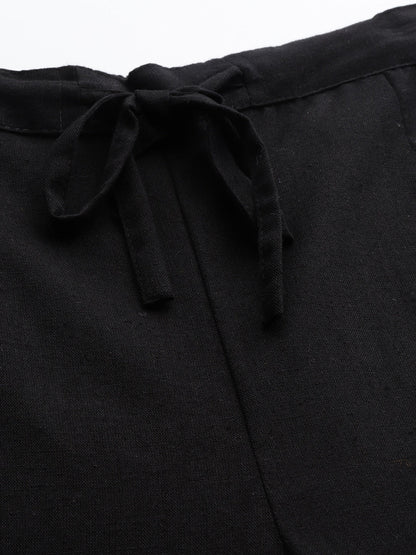 Yufta Black Cotton Fit Trousers