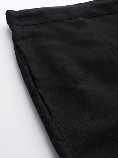 Yufta Black Cotton Fit Trousers