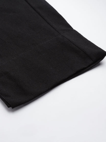 Yufta Black Cotton Fit Trousers