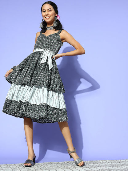 Yufta Black Ethnic Motifs Indie Gal Dress
