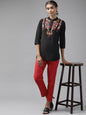 Yufta Black Floral Embroidered Top
