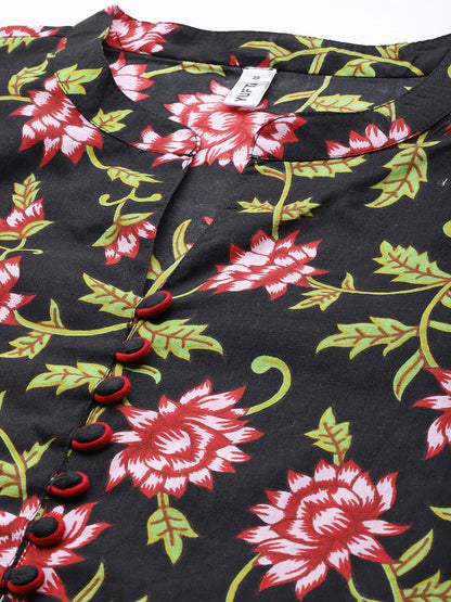 Yufta Black & Pink Floral Printed Top