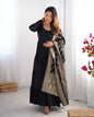 Lorenvalley Women Pure Roman silk Chanderi Fabric Layer Gathering Anarkali Kurta Pant With Dupatta Set