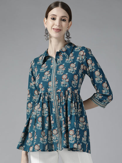 Yufta Blue Floral Print Top