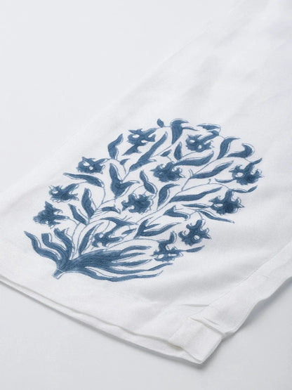 Yufta Blue Paisley Printed Dupatta Set