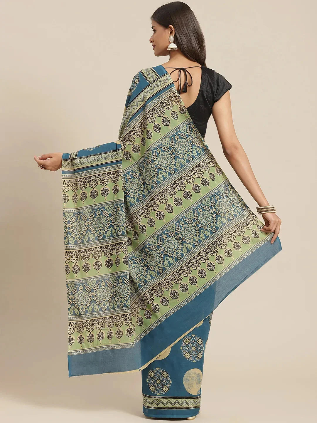 Yufta Blue Printed Saree