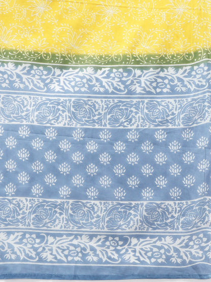 Yufta Blue & Yellow Ethnic Printed Dupatta Set