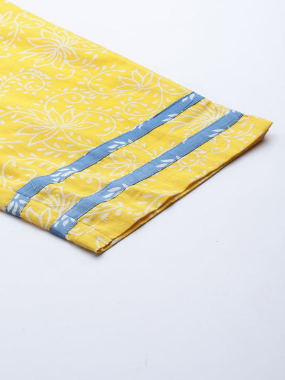 Yufta Blue & Yellow Ethnic Printed Dupatta Set