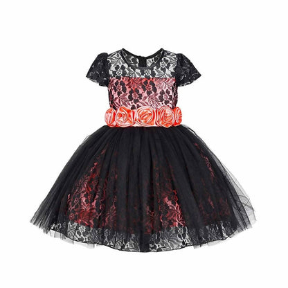 Asmaani Baby Girl's Black Color Satin A-Line Frock (AS-DRESS-22133)
