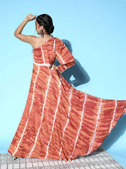 Yufta Brown One Shoulder Maxi Dress