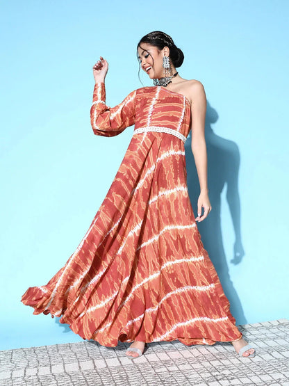 Yufta Brown One Shoulder Maxi Dress