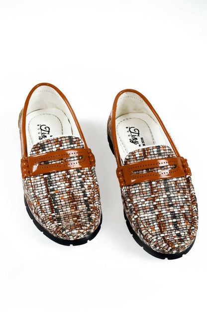 Tiny Bugs Boys Printed Slip On Loafers - Tan
