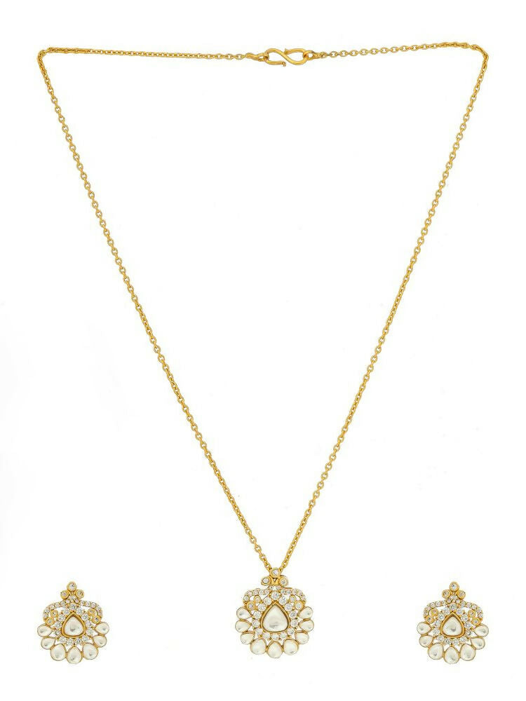 Kundan Antique Finish Earrings and Necklace set - Ruby Raang