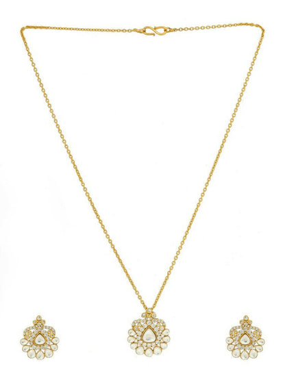 Kundan Antique Finish Earrings and Necklace set - Ruby Raang