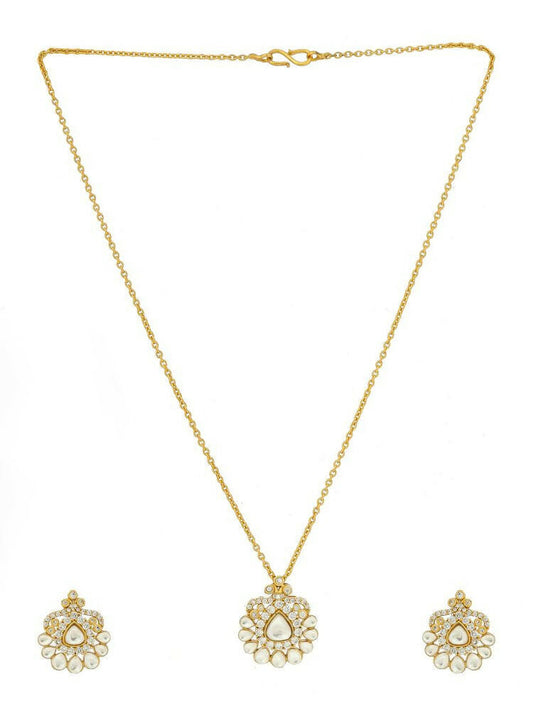 Kundan Antique Finish Earrings and Necklace set - Ruby Raang