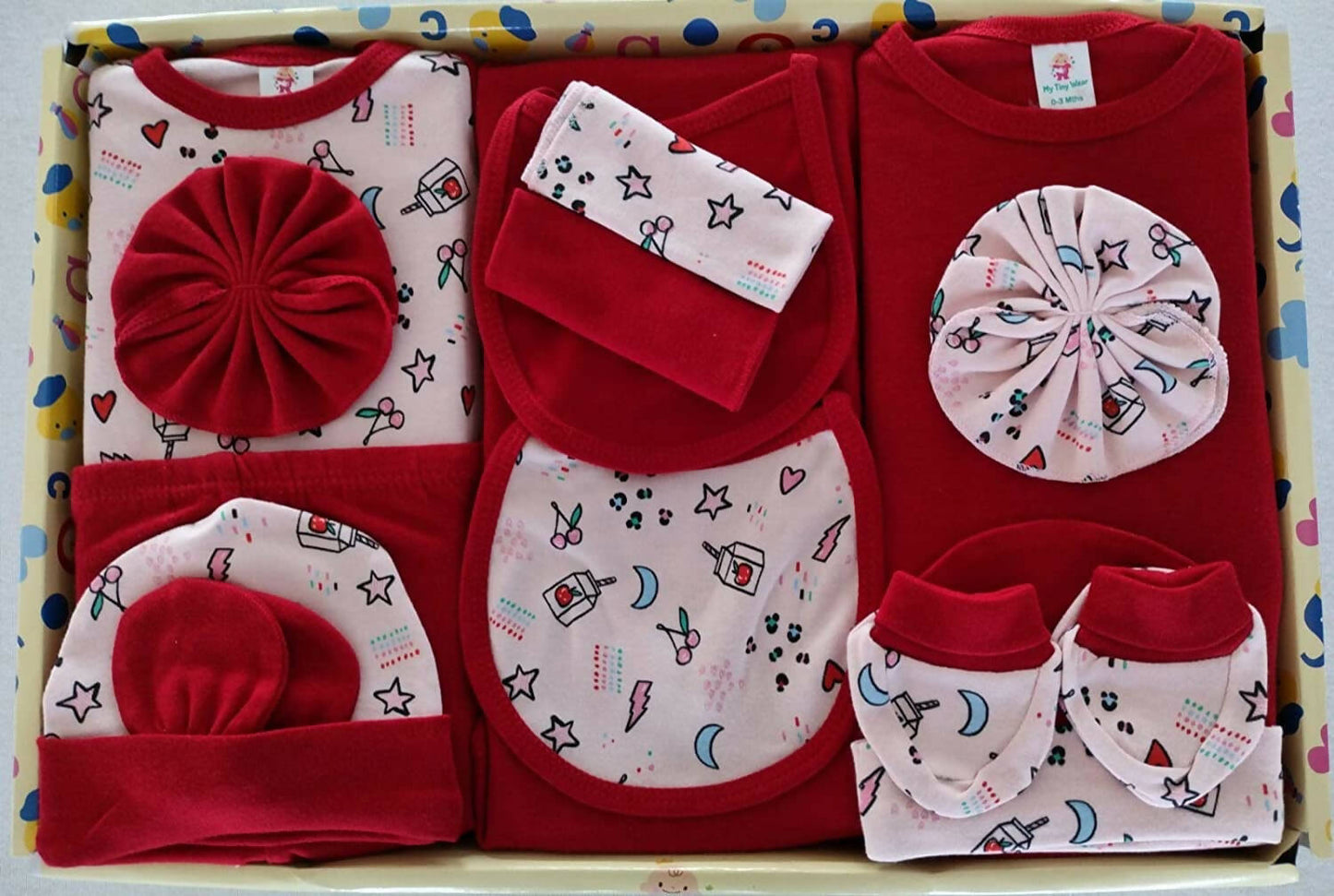 My Tiny Wear Full Sleeves New Born Baby Gift Set - Red