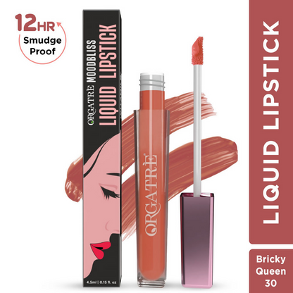 Orgatre Moodbliss Waterproof Glossy Liquid Lipstick - Bricky Queen