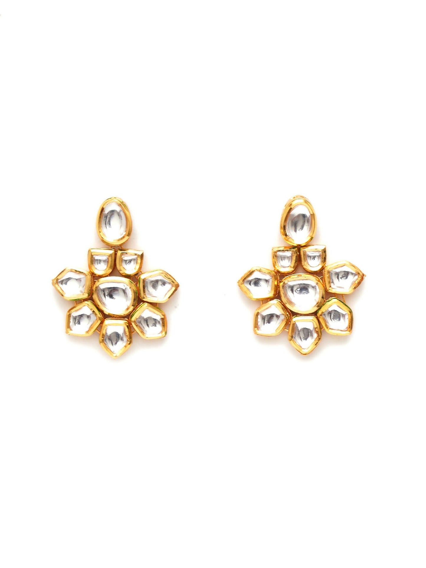 Kundan Earrings (Gold) - Ruby Raang