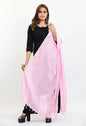 Mominos Fashion Moeza Women's Linen Cotton Silver Border Baby Pink Dupatta
