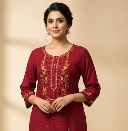 Linen silk Kurti set with banarasi dupatta