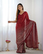 Red Georgette Designer Sequence Embroidery Work Saree - Sitare