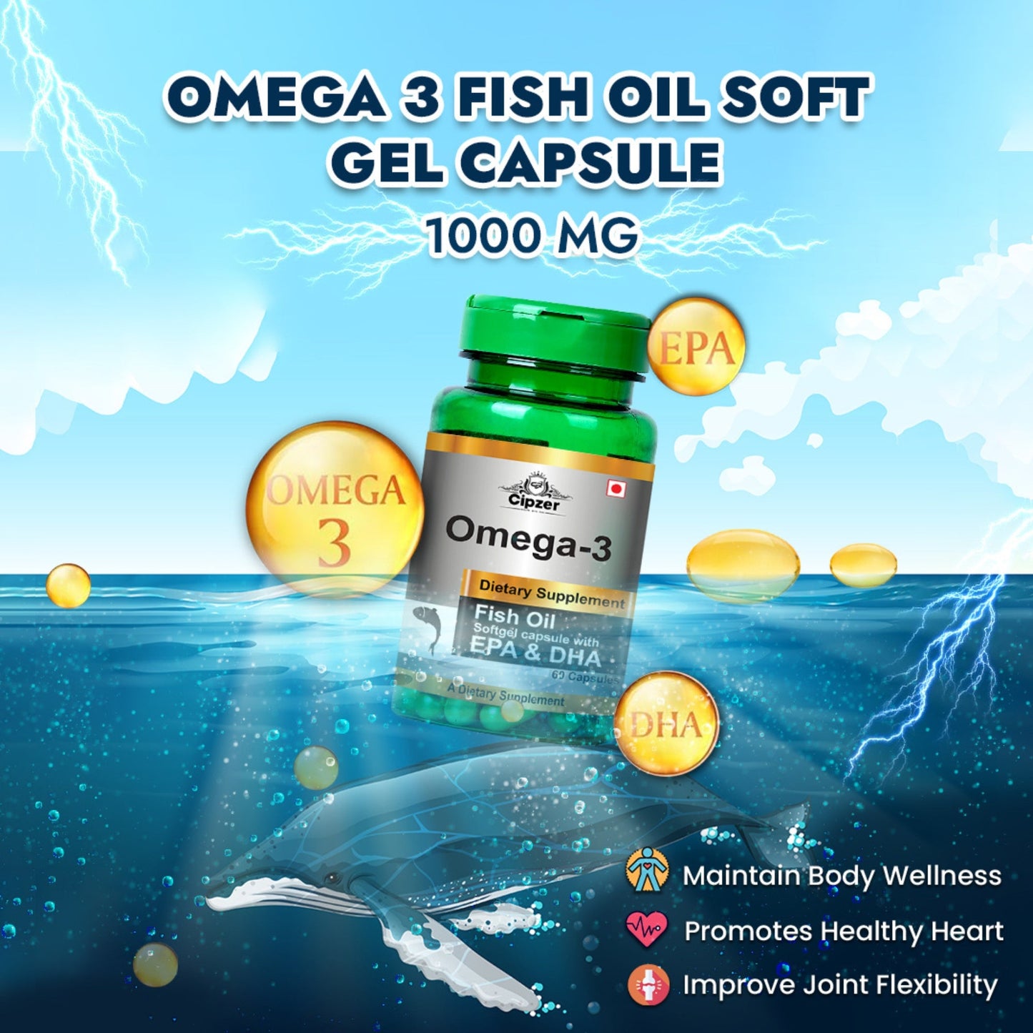 Cipzer Omega 3 Fish Oil Softgel Capsules