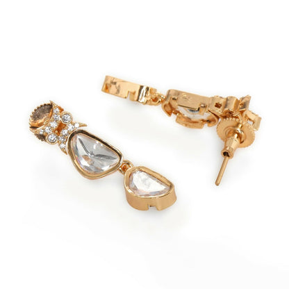 Ambi Diamond and Gold Earrings (Gold) - Ruby Raang
