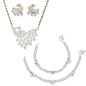 AanyaCentric Gold-Polished Mangalsutra Pendant Earring Set & Silver Plated Anklet