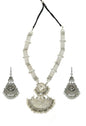 Mominos Fashion Johar Kamal Silver-Plated Brass Finish Rani Haar Statement Necklace For Women
