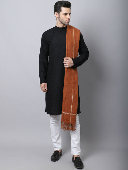 Even Apparels Black Pure Cotton Men's Kurta With Side Placket (MMS446)